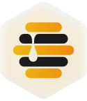 abstract hexagon logo with orange and black layered design icon