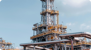 oil refinery plant with industrial pipelines and processing towers