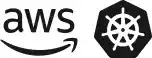 AWS and Kubernetes logos representing cloud computing and container orchestration technologies