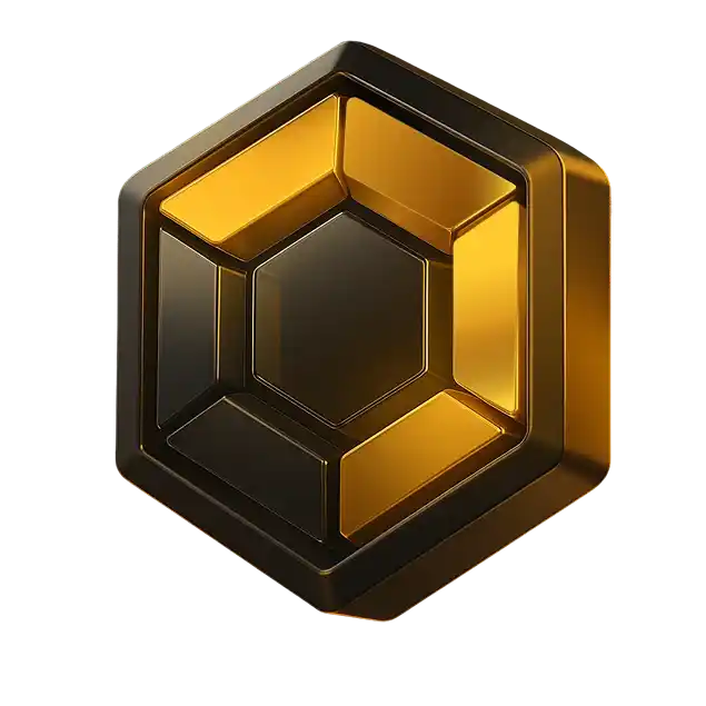 3D golden and black metallic hexagon icon representing Beehive custom software development.