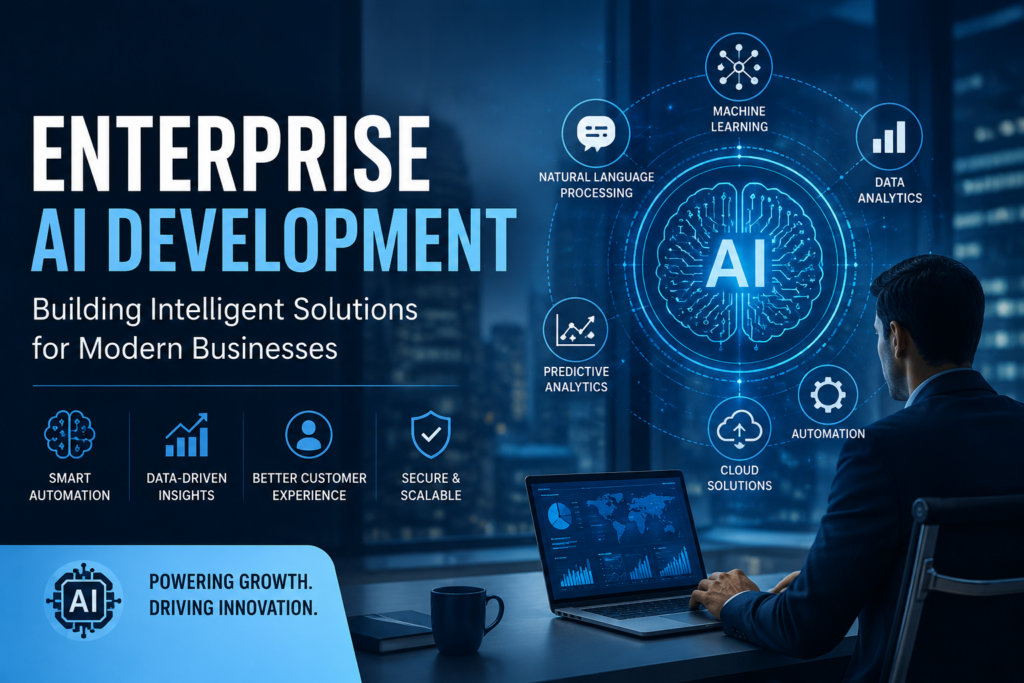 Enterprise AI Development for modern businesses using machine learning, automation, data analytics, and cloud AI solutions in the USA.