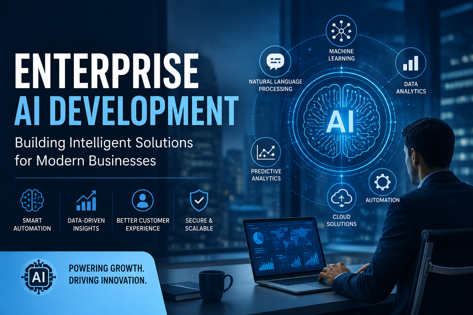 Enterprise AI Development for modern businesses using machine learning, automation, data analytics, and cloud AI solutions in the USA.