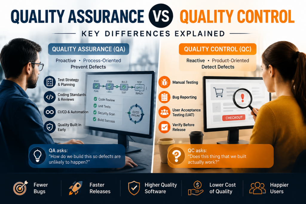 Quality Assurance vs Quality Control key differences explained in software testing